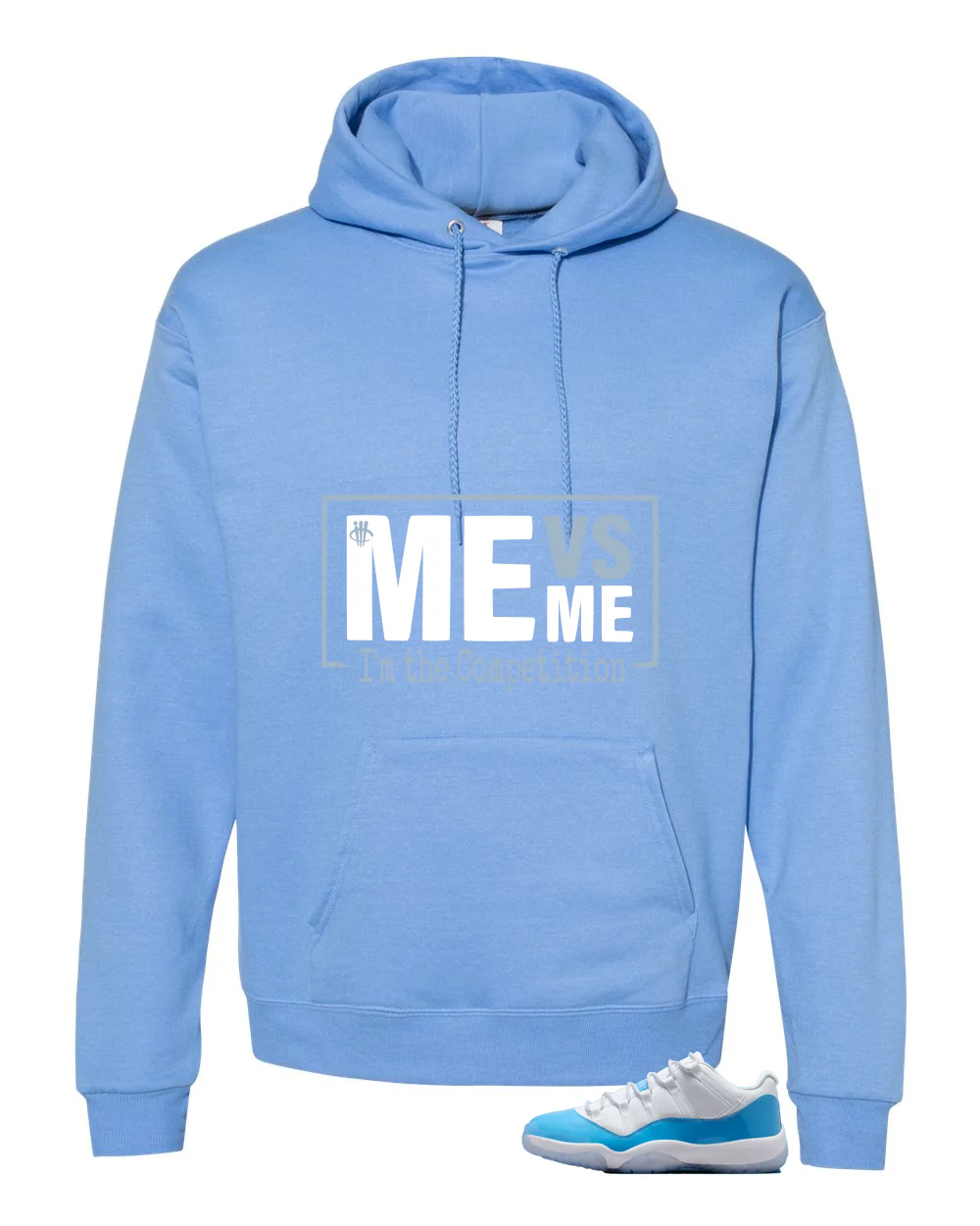 Air Jordan 11 Low University Blue Matching T-Shirt, Sweatshirts & Hoodies Carolina Blue T-Shirt (Me Vs Me)| illcurrency - Image 3