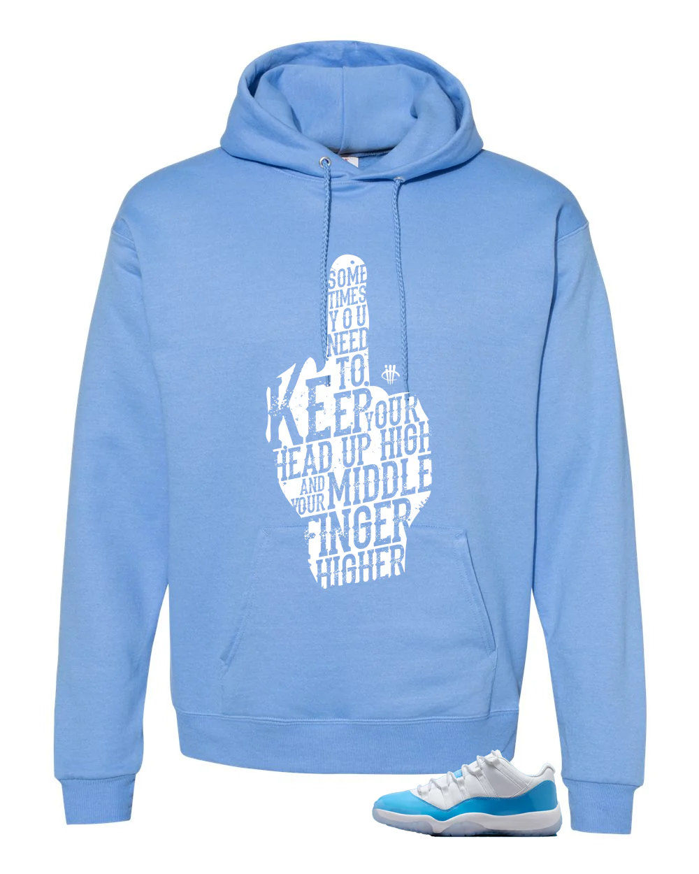 Air Jordan 11 Low University Blue Matching T-Shirt, Sweatshirts & Hoodies Carolina Blue T-Shirt (Middle Finger)| illcurrency - Image 3