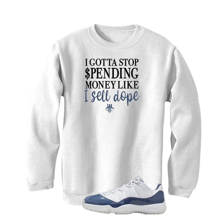 Air Jordan 11 Low Diffused Blue White T-Shirt (STOP SPENDING MONEY)| illcurrency - Image 4