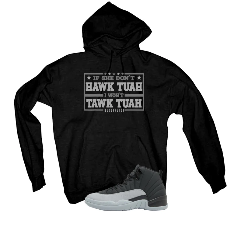 Air Jordan 12 Black/Wolf Grey Black T-Shirt (Hawk Tuah)| illcurrency - Image 3