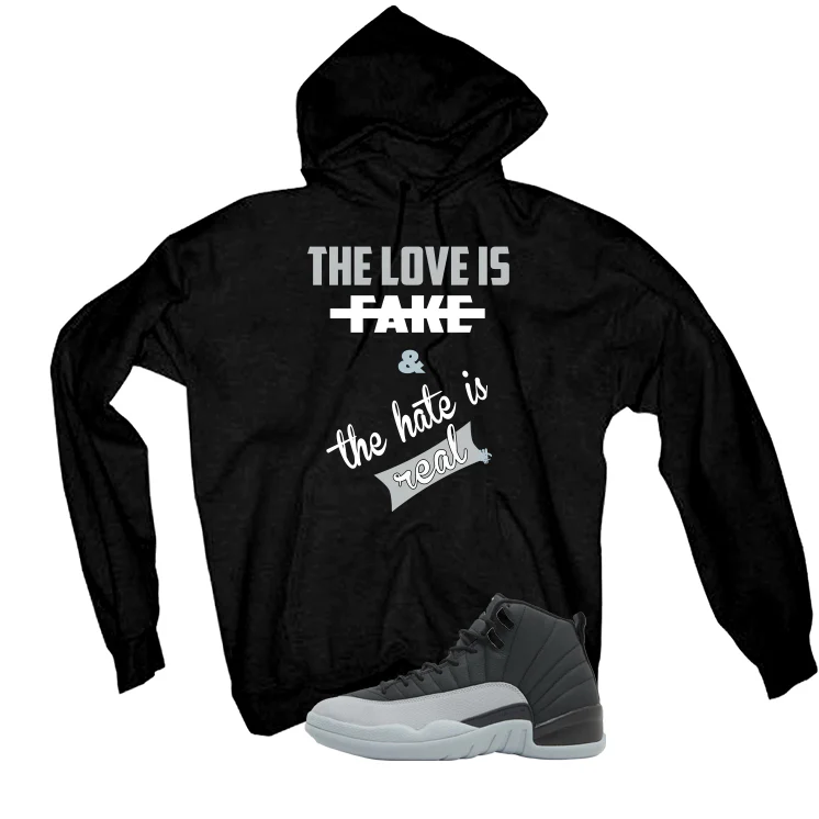 Air Jordan 12 Black/Wolf Grey Black T-Shirt (Love is Fake)| illcurrency - Image 3