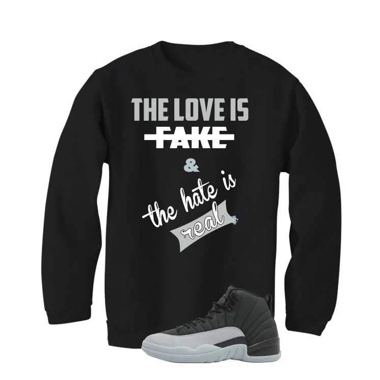 Air Jordan 12 Black/Wolf Grey Black T-Shirt (Love is Fake)| illcurrency - Image 4