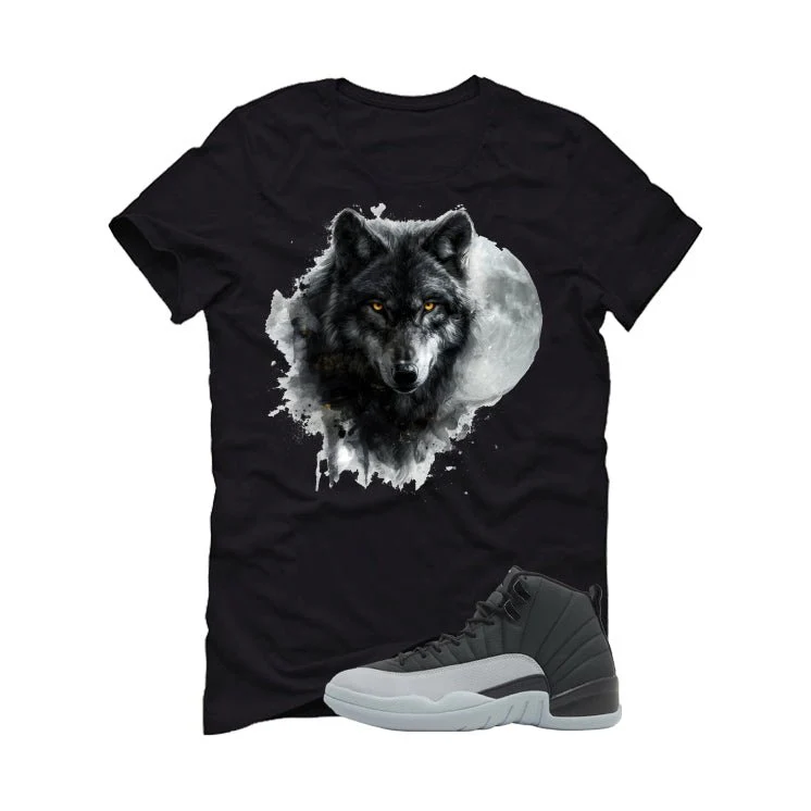 Air Jordan 12 Black/Wolf Grey Black T-Shirt (Moon Wolf)| illcurrency - Image 2