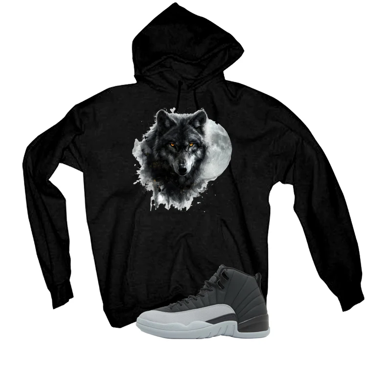 Air Jordan 12 Black/Wolf Grey Black T-Shirt (Moon Wolf)| illcurrency - Image 3