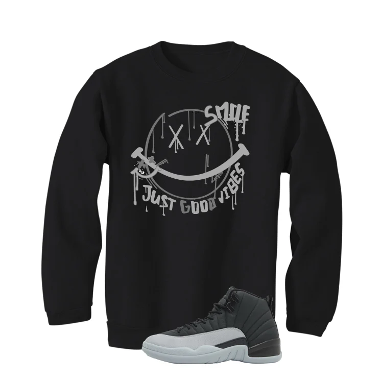 Air Jordan 12 Black/Wolf Grey Black T-Shirt (Smile)| illcurrency - Image 4