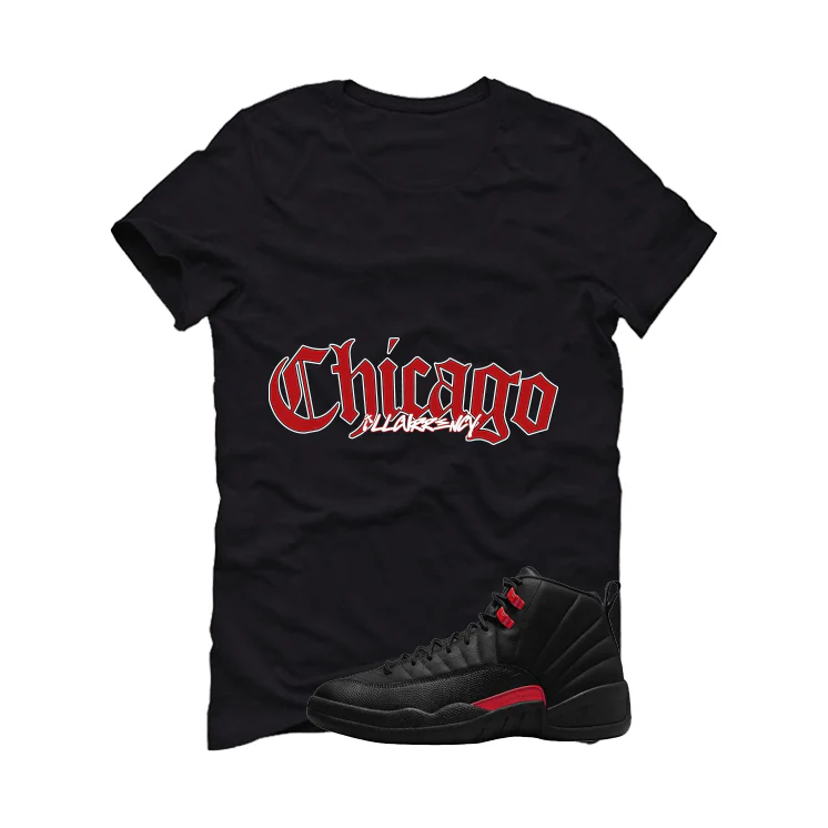 Air Jordan 12 Bloodline Matching T-Shirt, Sweatshirts, & Hoodies Black T-Shirt (Chicago)| illcurrency - Image 2