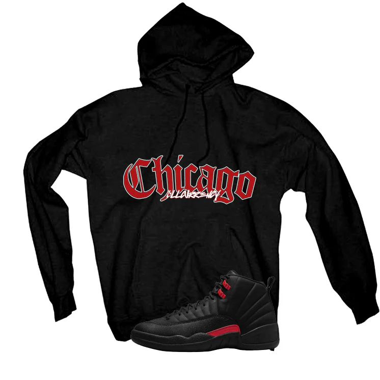 Air Jordan 12 Bloodline Matching T-Shirt, Sweatshirts, & Hoodies Black T-Shirt (Chicago)| illcurrency - Image 3