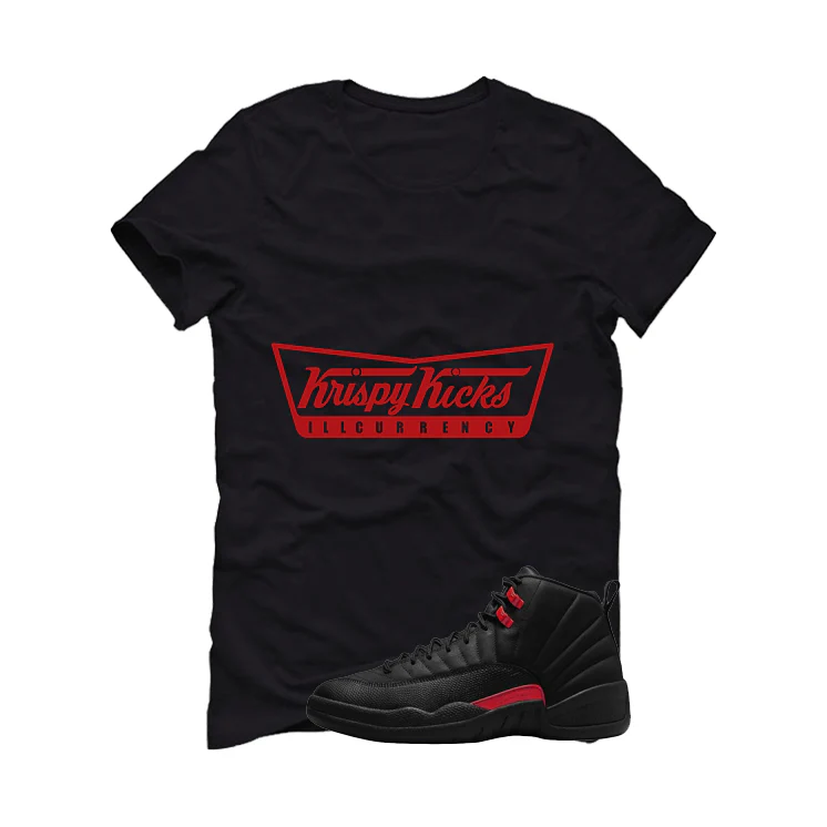 Air Jordan 12 Bloodline Matching T-Shirt, Sweatshirts, & Hoodies Black T-Shirt (Krispy Kicks)| illcurrency - Image 2