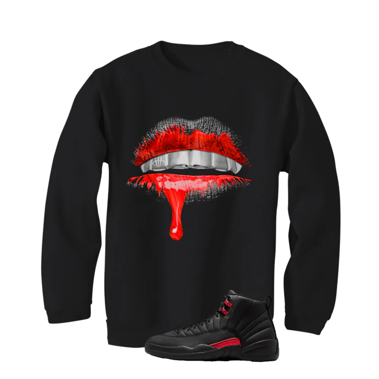 Air Jordan 12 Bloodline Matching T-Shirt, Sweatshirts, & Hoodies Black T-Shirt (Lips)| illcurrency - Image 4