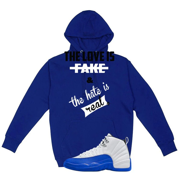 Air Jordan 12 Blueberry Royal Blue T-Shirt (Love is Fake)| illcurrency - Image 3