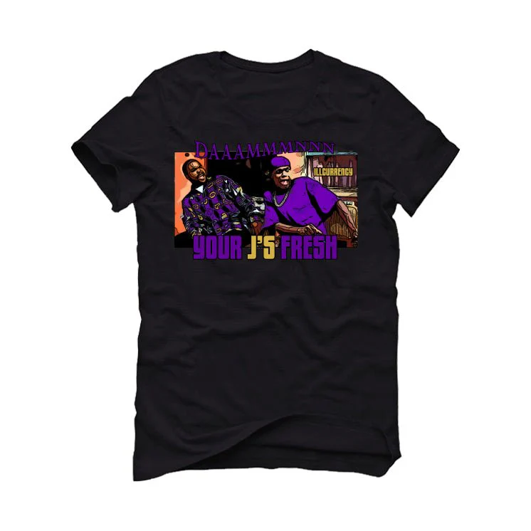 Air Jordan 12 Field Purple - Black T-Shirt (Daaaaammmmnnnnn) - Image 2