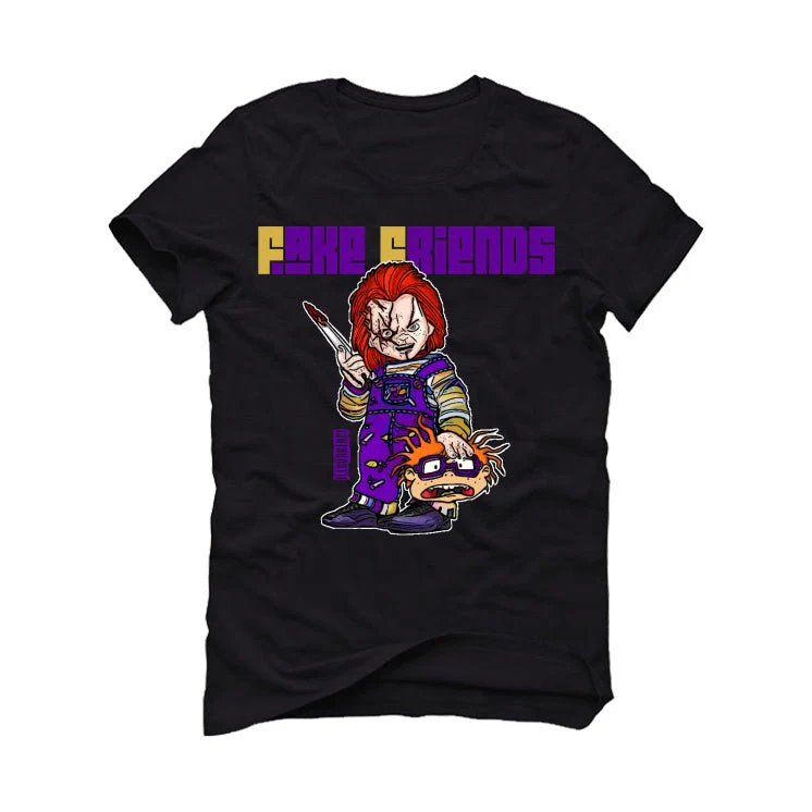 Air Jordan 12 Field Purple - Black T-Shirt (Fake Friends 2) - Image 2