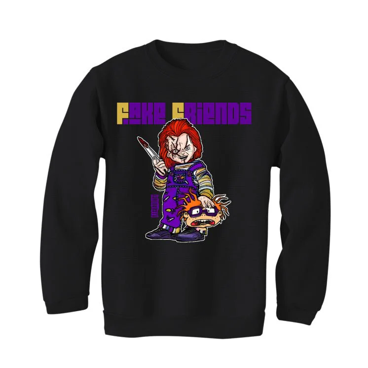 Air Jordan 12 Field Purple - Black T-Shirt (Fake Friends 2) - Image 4