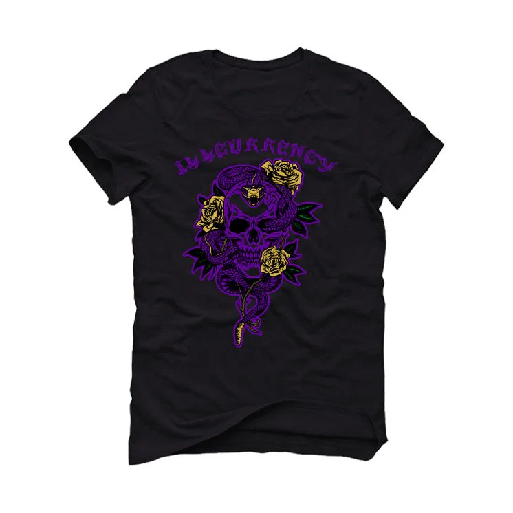 Air Jordan 12 Field Purple - Black T-Shirt (Snake skeleton rose) - Image 2