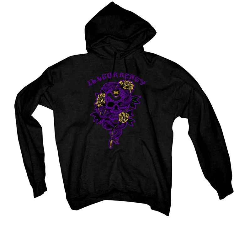Air Jordan 12 Field Purple - Black T-Shirt (Snake skeleton rose) - Image 3