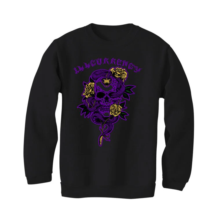 Air Jordan 12 Field Purple - Black T-Shirt (Snake skeleton rose) - Image 4