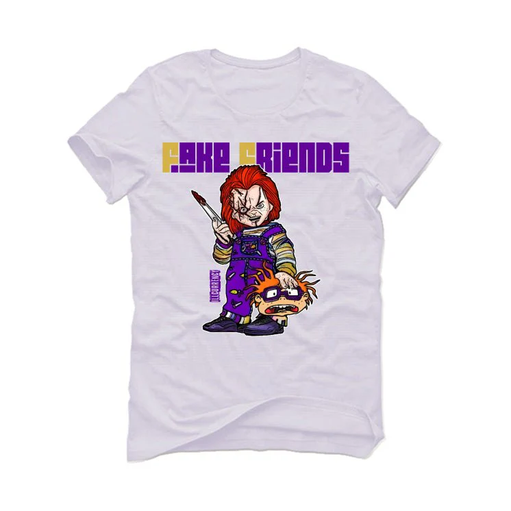 Air Jordan 12 Field Purple - White T-Shirt (Fake Friends 2) - Image 2