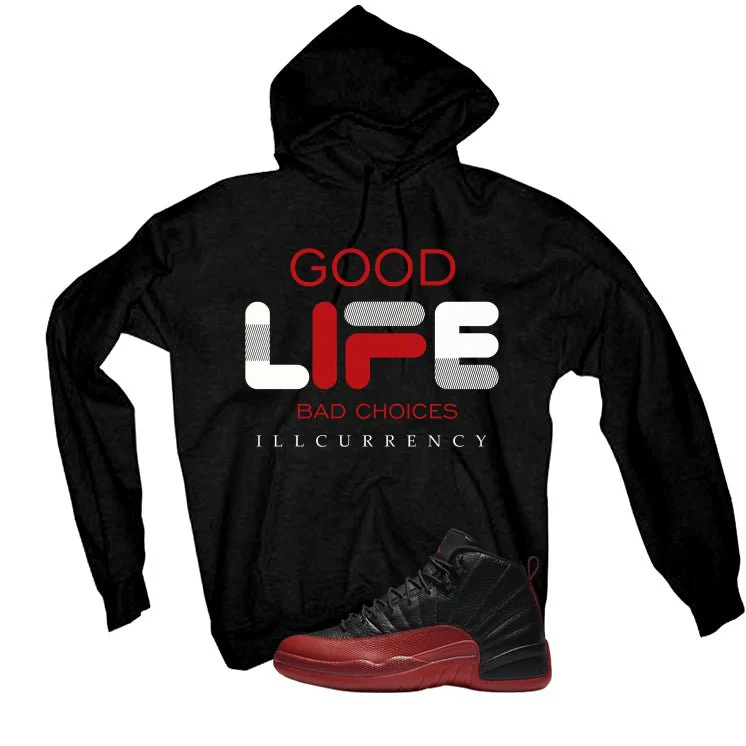 Air Jordan 12 Flu Game 2025 Black T-Shirt (Bad Choices)| illcurrency - Image 3
