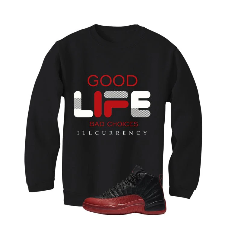 Air Jordan 12 Flu Game 2025 Black T-Shirt (Bad Choices)| illcurrency - Image 4