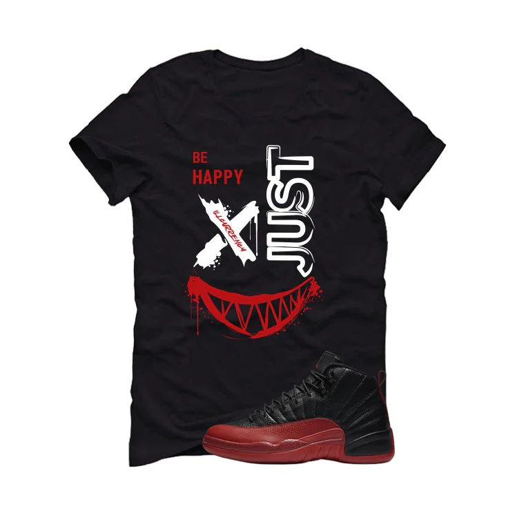 Air Jordan 12 Flu Game 2025 Black T-Shirt (Be Happy)| illcurrency - Image 2