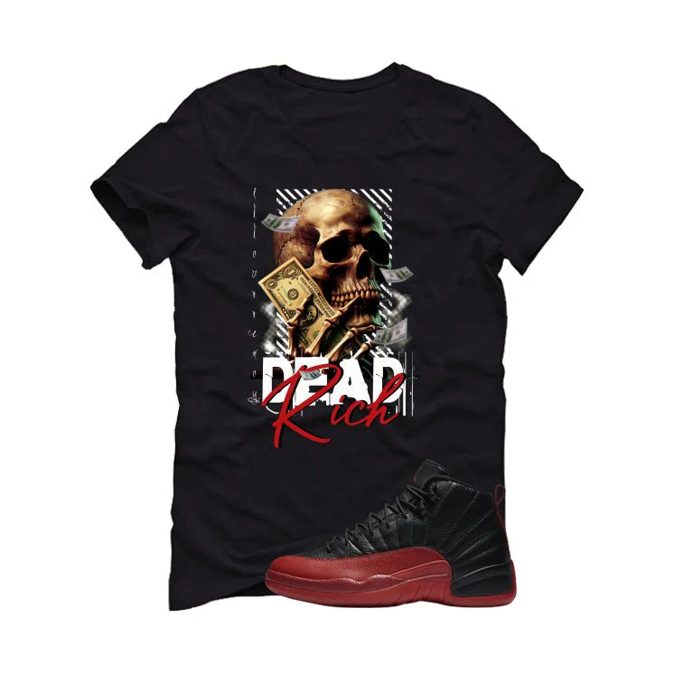 Air Jordan 12 Flu Game 2025 Black T-Shirt (Dead Rich)| illcurrency - Image 2