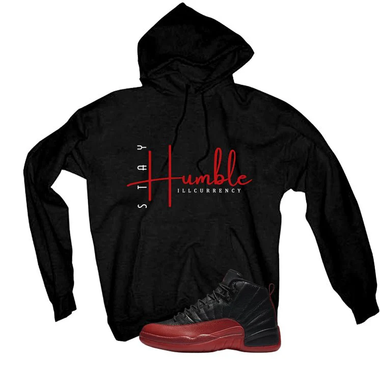 Air Jordan 12 Flu Game 2025 Black T-Shirt (Stay Humble)| illcurrency - Image 3