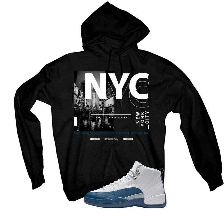 Air Jordan 12 French Blue Black T-Shirt (City Never Sleeps)| illcurrency - Image 3