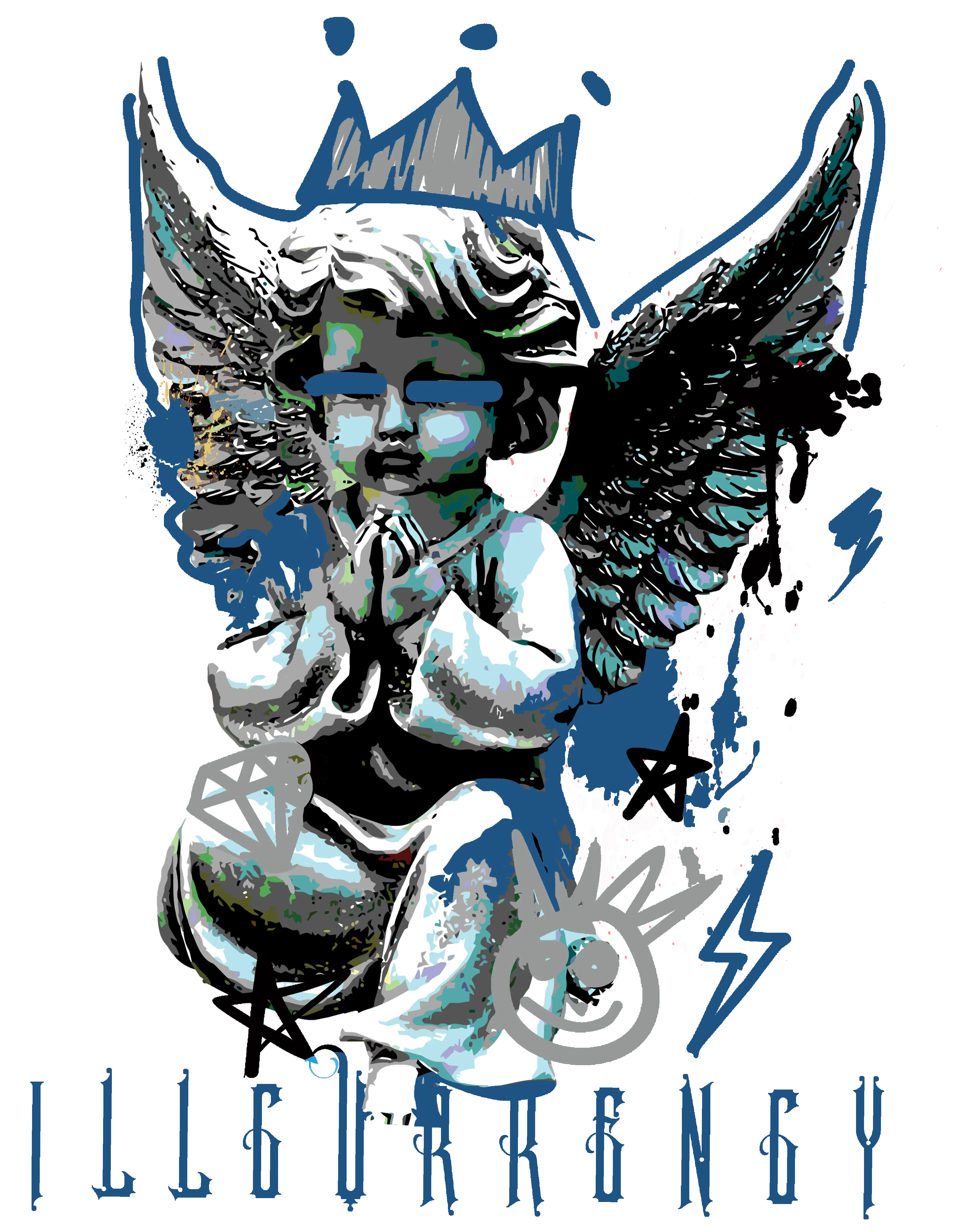 Air Jordan 12 French Blue White T-Shirt (Graffiti Angel)| illcurrency