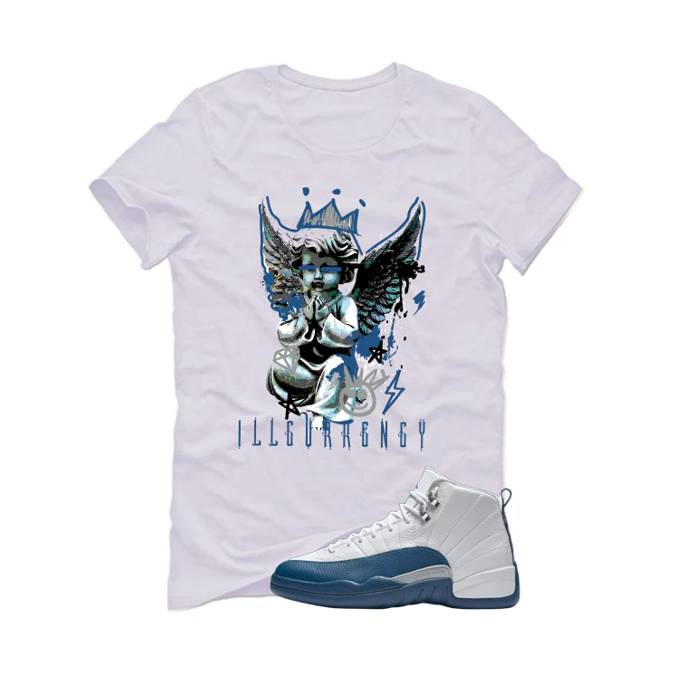 Air Jordan 12 French Blue White T-Shirt (Graffiti Angel)| illcurrency - Image 2