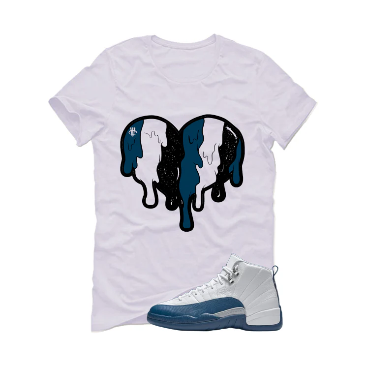 Air Jordan 12 French Blue White T-Shirt (Heart)| illcurrency - Image 2