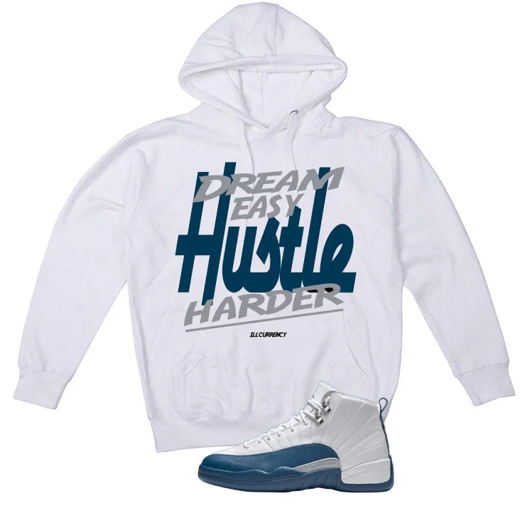 Air Jordan 12 French Blue White T-Shirt (Hustle Harder)| illcurrency - Image 3