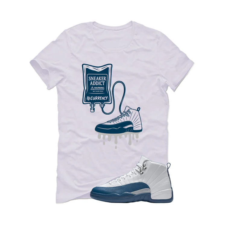 Air Jordan 12 French Blue White T-Shirt (Sneaker Addict)| illcurrency - Image 2