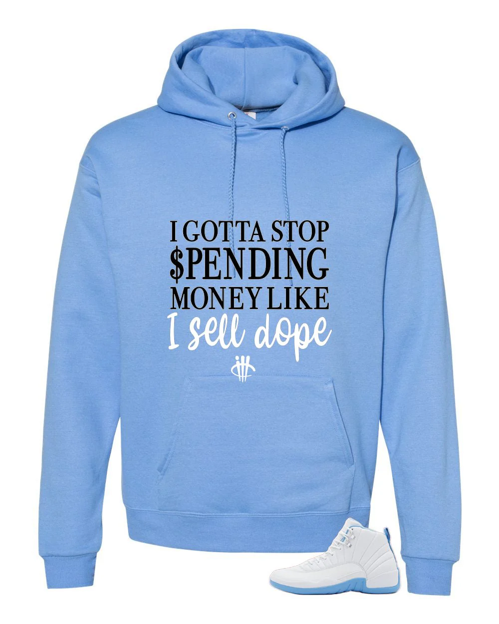 Air Jordan 12 Melo Carolina Blue T-Shirt (STOP SPENDING MONEY)| illcurrency - Image 3
