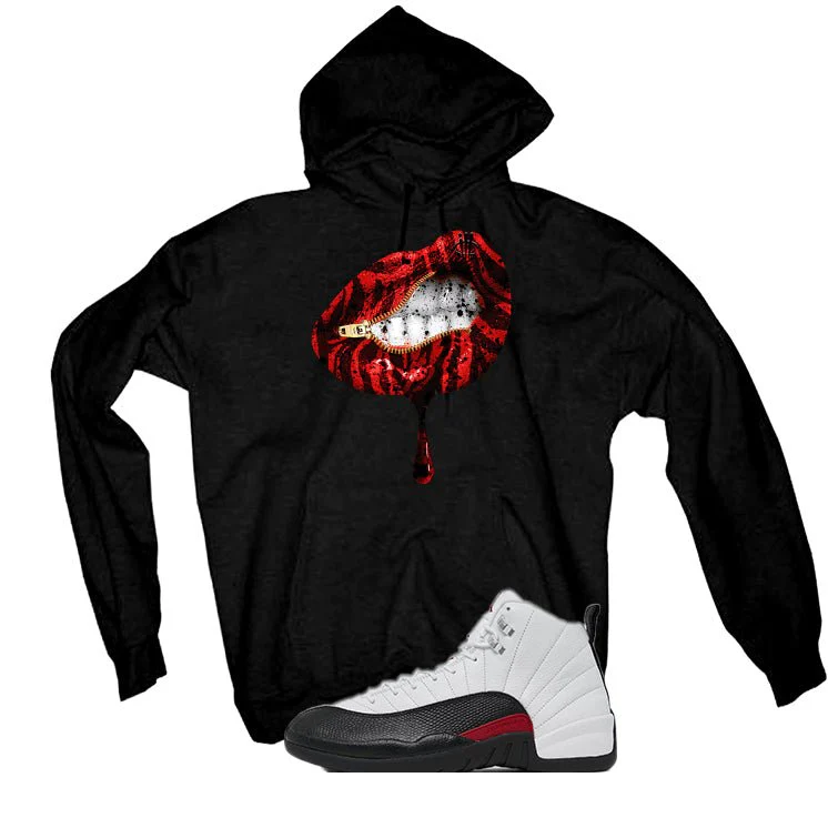 Air Jordan 12 “Red Taxi” | illcurrency Black T-Shirt (LIPS UNSEALED) - Image 3