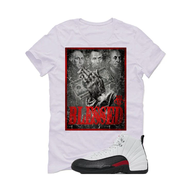 Air Jordan 12 “Red Taxi” | illcurrency White T-Shirt (BLESSED FORTUNE) - Image 2