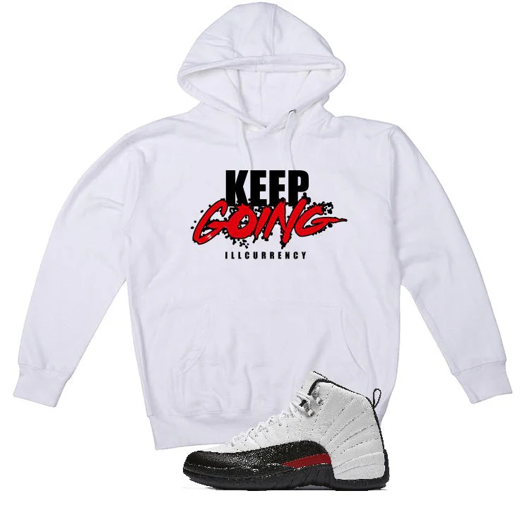 Air Jordan 12 “Red Taxi” | illcurrency White T-Shirt (keep Going) - Image 3