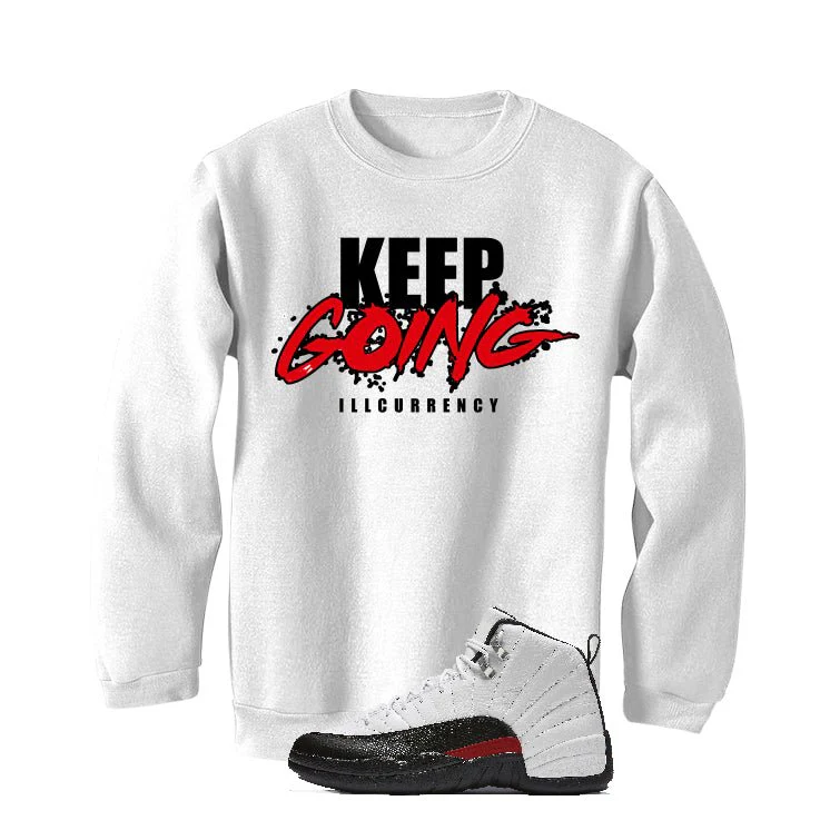 Air Jordan 12 “Red Taxi” | illcurrency White T-Shirt (keep Going) - Image 4