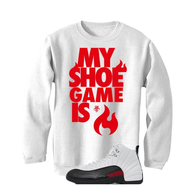 Air Jordan 12 “Red Taxi” | illcurrency White T-Shirt (MY SHOE IS LIT) - Image 4