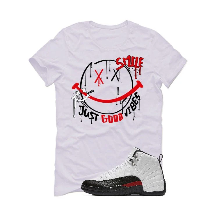 Air Jordan 12 “Red Taxi” | illcurrency White T-Shirt (Smile) - Image 2