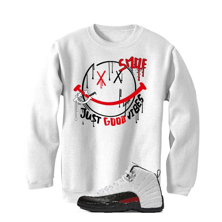 Air Jordan 12 “Red Taxi” | illcurrency White T-Shirt (Smile) - Image 4