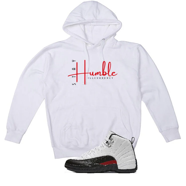 Air Jordan 12 “Red Taxi” | illcurrency White T-Shirt (Stay Humble) - Image 2
