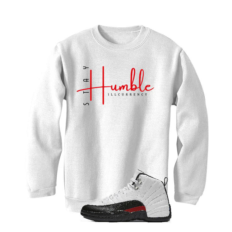 Air Jordan 12 “Red Taxi” | illcurrency White T-Shirt (Stay Humble) - Image 3