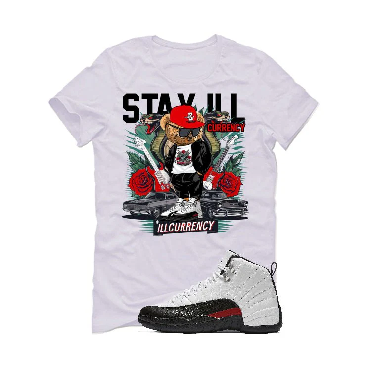 Air Jordan 12 “Red Taxi” White T-Shirt (Stay ill Bear) | illCurrency - Image 2