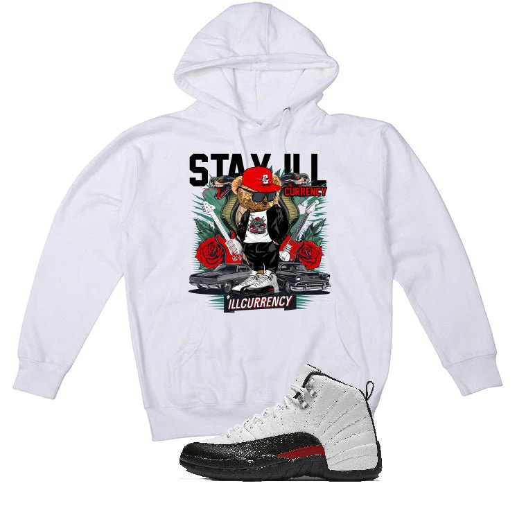 Air Jordan 12 “Red Taxi” White T-Shirt (Stay ill Bear) | illCurrency - Image 3