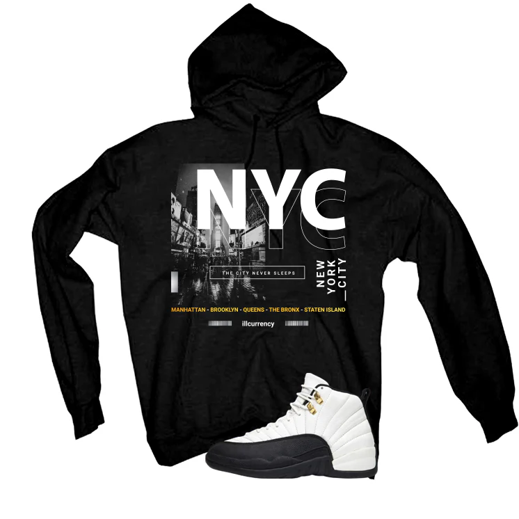 Air Jordan 12 Taxi Matching T-Shirt, Sweatshirts & Hoodies Black T-Shirt (City Never Sleeps)| illcurrency - Image 3