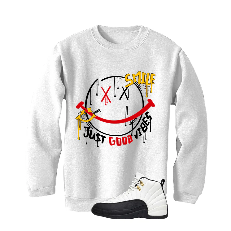 Air Jordan 12 Taxi Matching T-Shirt, Sweatshirts & Hoodies White T-Shirt (Smile)| illcurrency - Image 4