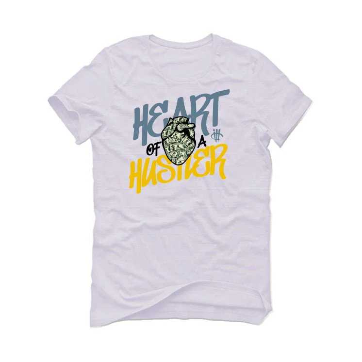 AIR JORDAN 13 “BLUE GREY” | illcurrency White T-Shirt (Heart Of A Hustler) - Image 2