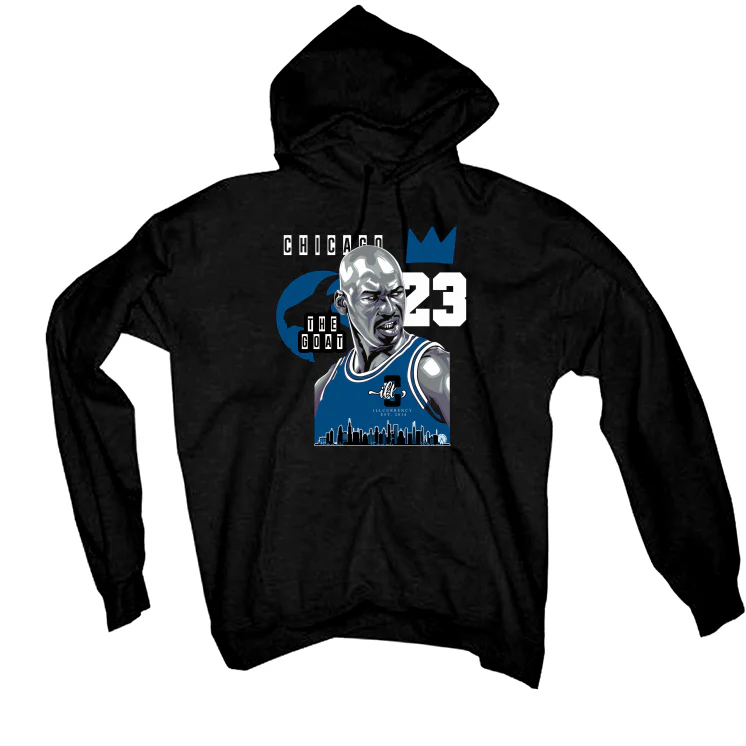 Air Jordan 13 "Brave Blue" 2022 | illCurrency Black T-Shirt (The Goat) - Image 3