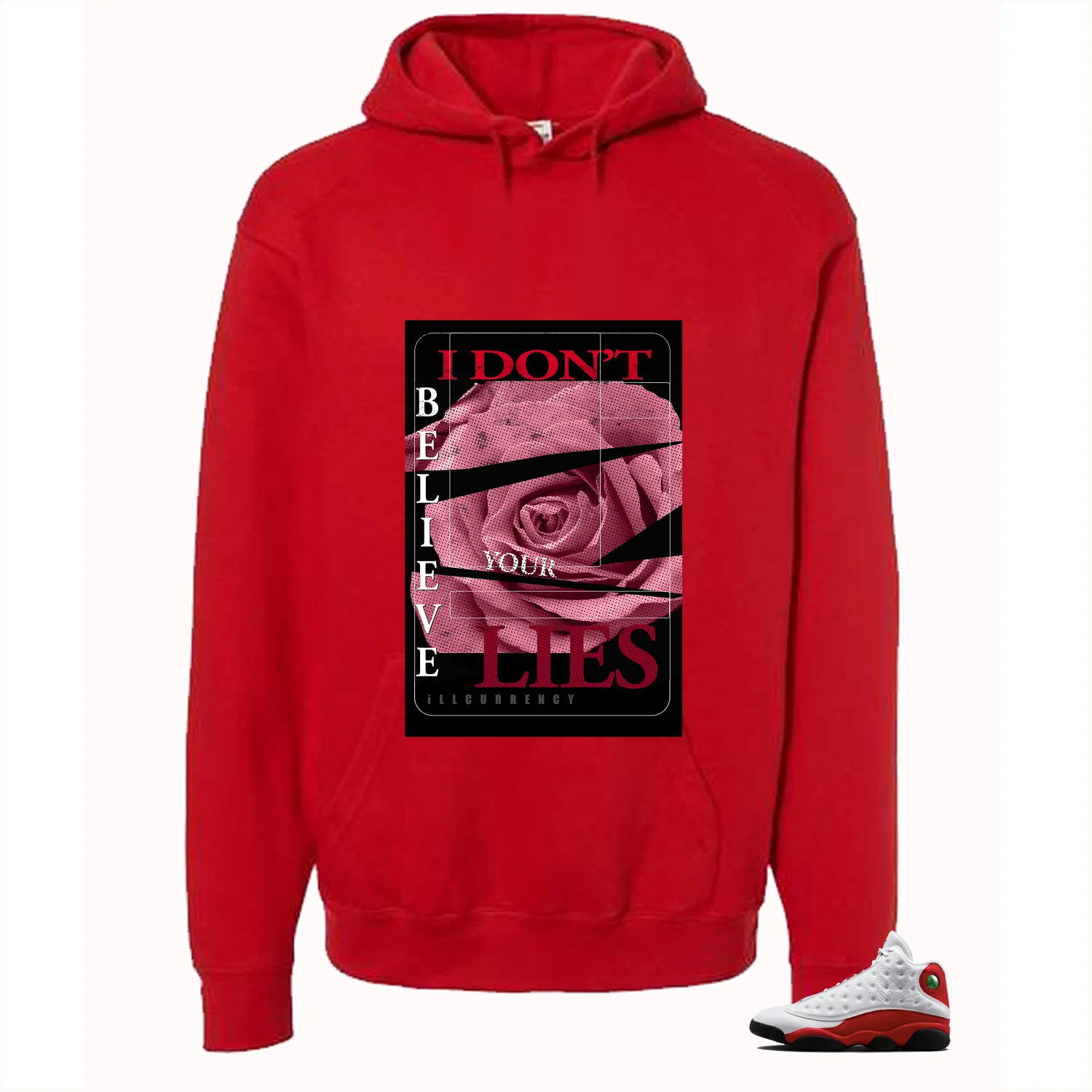 Air Jordan 13 Chicago Matching T-Shirt, Sweatshirts & Hoodies Red T-Shirt (I Don't Believe Your Eyes)| illcurrency - Image 3
