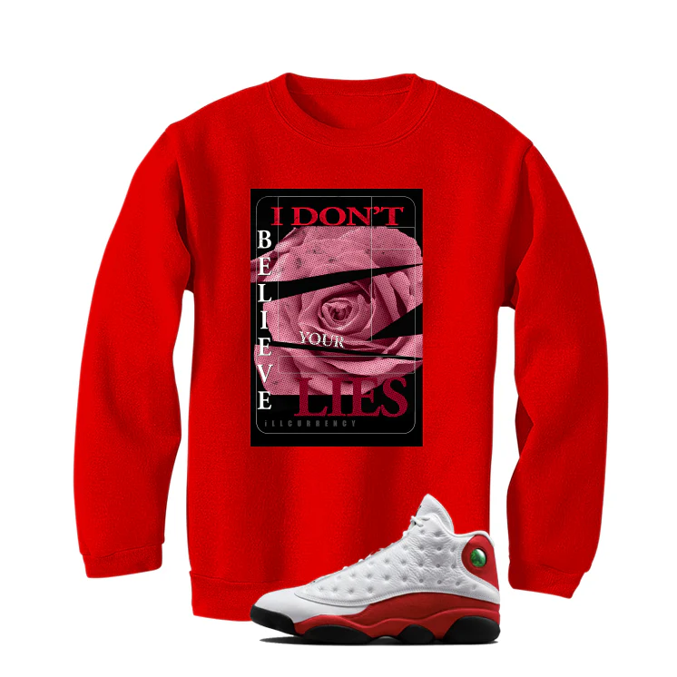 Air Jordan 13 Chicago Matching T-Shirt, Sweatshirts & Hoodies Red T-Shirt (I Don't Believe Your Eyes)| illcurrency - Image 4